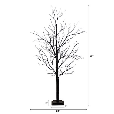 Pre-Lit Halloween Black Twig Artificial Tree - Thumbnail 4