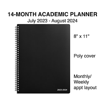 2023-2024 Staples 8" x 11" Academic Weekly & Monthly Appointment Book, Black (ST25499-23)