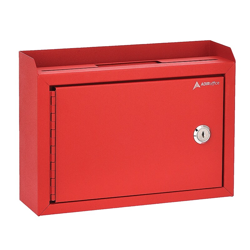 AdirOffice Steel Multipurpose Drop Box Interoffice Mailbox, Medium, Red (631-02-RED-PKG) image 1