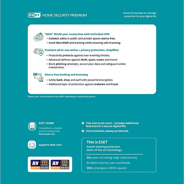 ESET Home Security Premium for 3 Users, Windows and Mac, Download