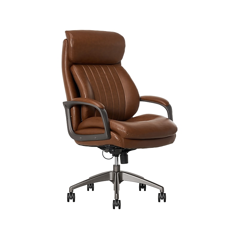 La-Z-Boy Nova Ergonomic Polyurethane Swivel Executive Chair, Cognac (52372-CBRN) image 1