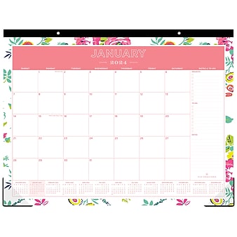 2024 Blue Sky Day Designer Peyton White 22" x 17" Monthly Desk Pad Calendar (103631-24)