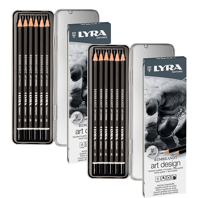 Lyra Rembrandt Art Design Graphite Drawing Pencil Set Tin, Assorted Colors, 6 Pencils/Set, 2 Sets/Bundle (LYXL1111062-2) image 1