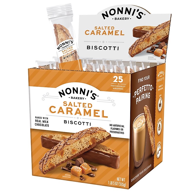 Nonni's Salted Caramel Biscotti Carton, 21 oz., 25/Box (NSD97920) image 1
