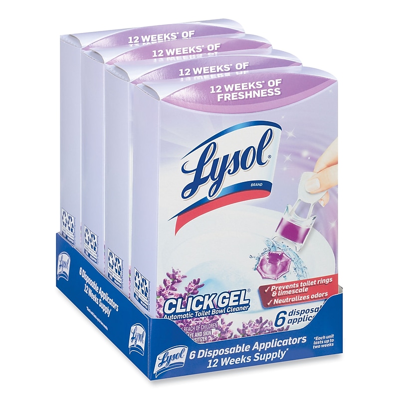 Lysol Click Gel Toilet Bowl Cleaner, Lavender Fields, 6/Pack, 4 Packs/Carton (192008906000) image 1