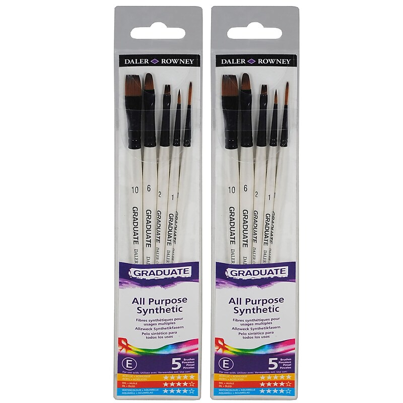 Daler-Rowney Graduate Synthetic Classic Brush Set, 5/Set, 2 Sets/Bundle (DRWD212550001-2) image 1