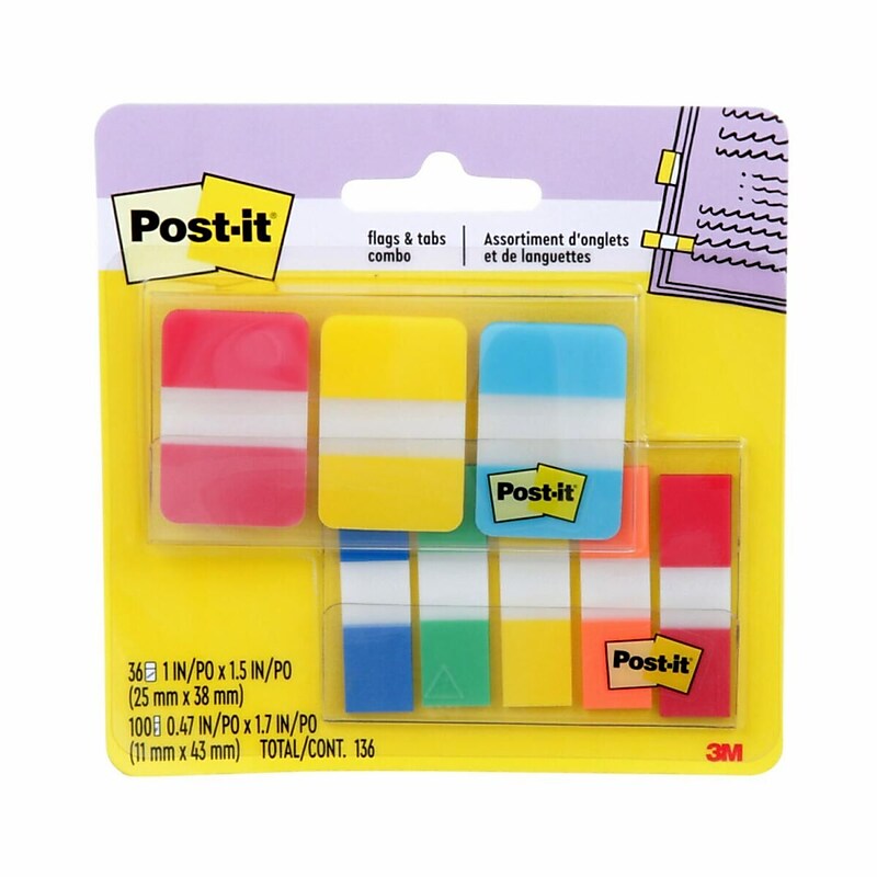 Post-it Tabs and Flags Combo Pack, 100 Flags/Pack & 36 Tabs/Pack (686-COMBO1) image 1