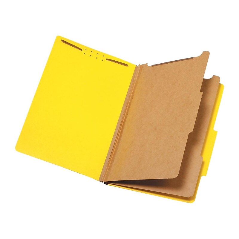 Pendaflex 60% Recycled Heavy Duty Pressboard Classification Folder, 2-Dividers, 2 1/2" Expansion, Legal Size, Yellow, 10/Box image 1