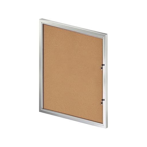 Azar Cork Enclosed Bulletin Board, Aluminum Frame, 42.32" x 32.09