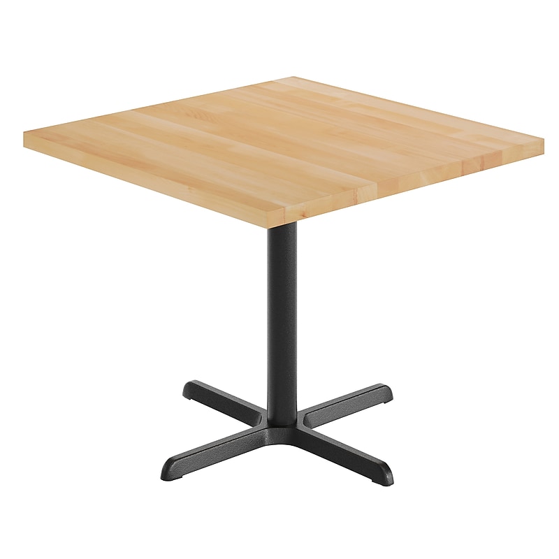 Flash Furniture Bennett Square Shaped Wooden Commercial Indoor Table, 36" x 36", Natural Top/Black Base (GSFSQ36NTT3030) image 1