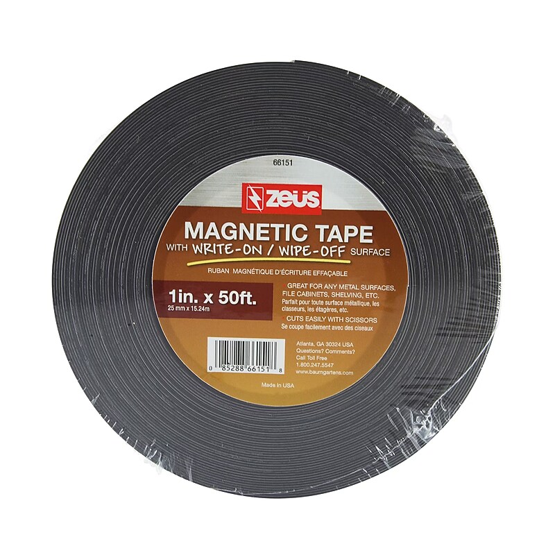 Zeus Magnetic Tape, 1" x 16.66 yds., White (BAU66151) image 1