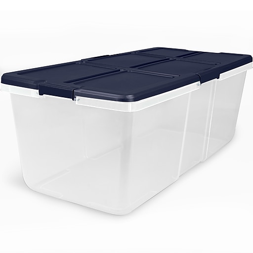 Project Source X-large 25-Gallons (100-Quart) Clear, White Tote with  Latching Lid in the Plastic Storage Containers department at