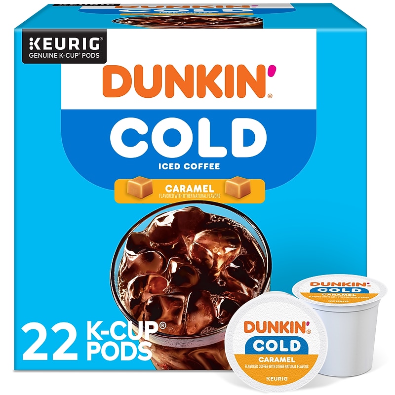 Dunkin' Cold Caramel Iced Coffee Keurig® K-Cup® Pods, Medium Dark Roast, 22/Box (5000375314) image 1