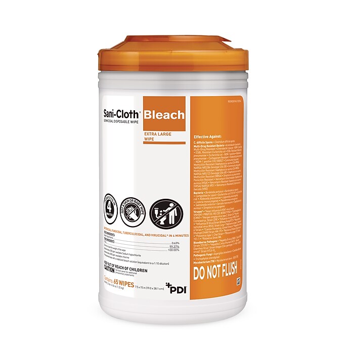 PDI Sani-Cloth Disinfecting Wipes, 65 Wipes/Container, 6/Carton