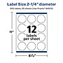 Avery Laser/Inkjet Circle Waterproof Multipurpose Labels, 2.25" Dia, White, 300/Pack (94510)~#|#~F7A83309-C3CC-4F27-BA20F14B602F2F85_sc7