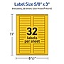 Avery Laser/Inkjet Rectangle Multipurpose Labels, 5/8" x 3", Bright Yellow, 640/Pack (94214)~#|#~F7A9FCDA-09E5-495A-952FA459744BF5EB_sc7