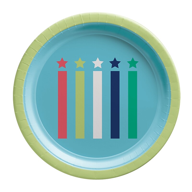 Party City Modern Birthday 7" Paper Plates, Multicolored, 8 Plates/Pack (AM54050123-ST) image 1