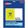 Avery Laser/Inkjet Rectangle Multipurpose Labels, 0.5" x 1.75", Neon Yellow, 4800/Box (94204)~#|#~F7AC6F87-0373-481C-BE1EB4AE47098A57_sc7