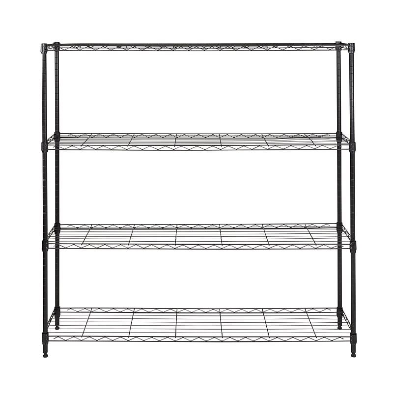 Honey-Can-Do 4-Tier Slim Profile Wide Shelving Unit, Black (SHF-10003) image 1