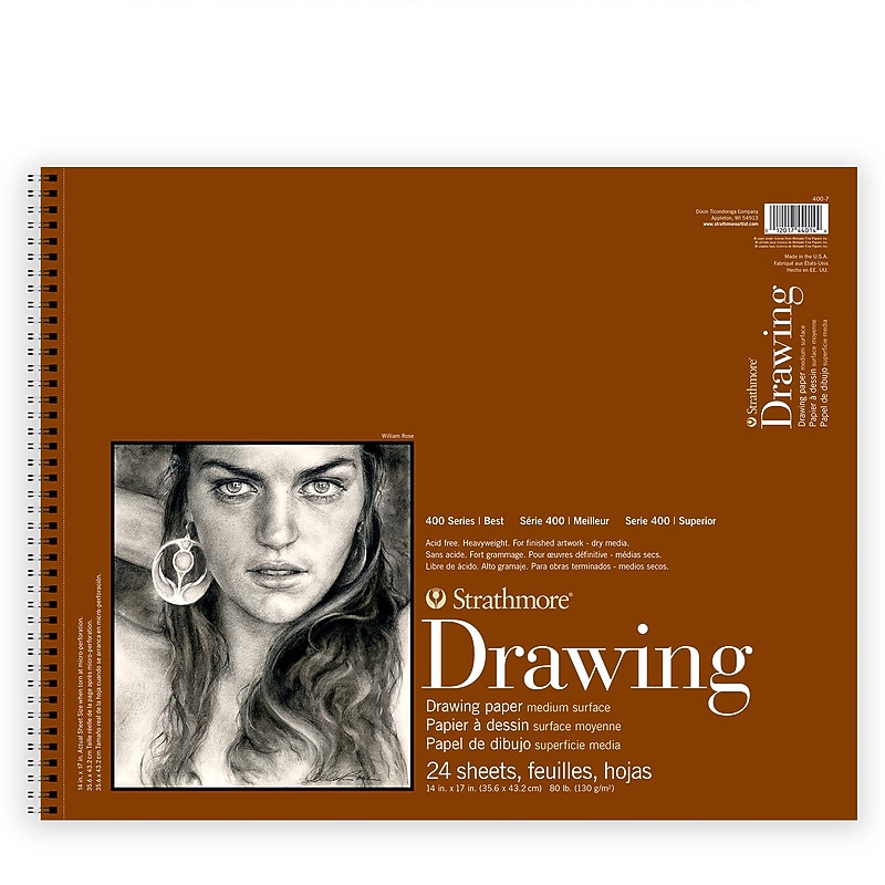 Strathmore 400 Series 14" x 17" Top Wire Bound Drawing Paper Pad, 24 Sheets/Pad (STTP40071) image 1