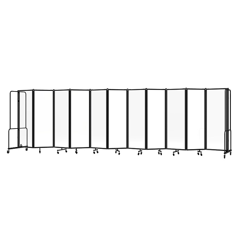 National Public Seating Robo Series 11-Panel Folding Mobile Room Divider, 72"H x 256"W, Clear Acrylic (RDB6-11CA) image 1
