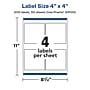 Avery Laser/Inkjet Square Durable Waterproof Labels, 4" x 4", White, 200 Labels/Box (94100)~#|#~F7BD44B8-9446-4A9C-96255A5038169695_sc7