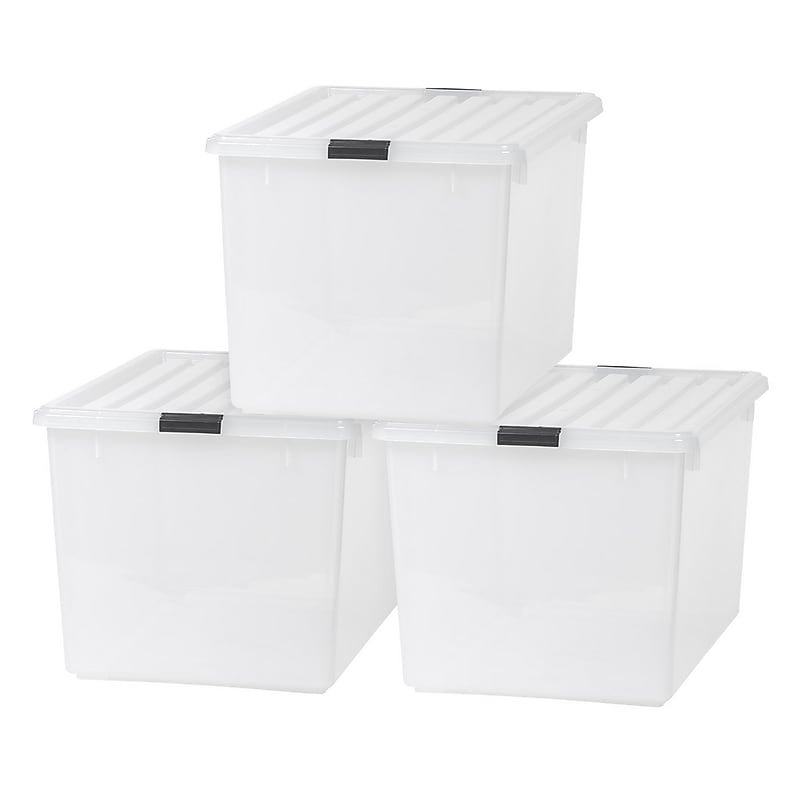 Iris 132 Qt. Latch Lid Storage Box, Clear, 3/Carton (100251CT) image 1
