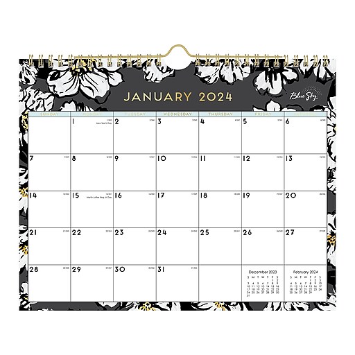 2024 Blue Sky 11" x 8.75" Monthly Wall Calendar (11605224) Staples