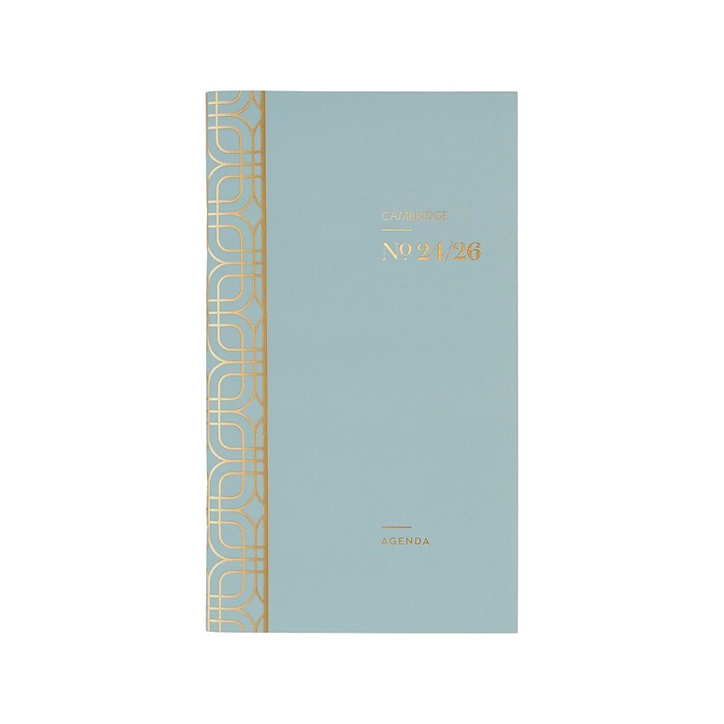 2024-2026 Cambridge WorkStyle Mellow Frost 3.5" x 6.25" Academic Monthly Planner, Paper Cover, Teal/Gold (1606-021A-46-25) image 1