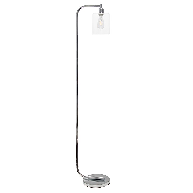 Creekwood Home 63" Metal Floor Lamp with Cylindrical Shade, Chrome (CWF-1000-CH) image 1