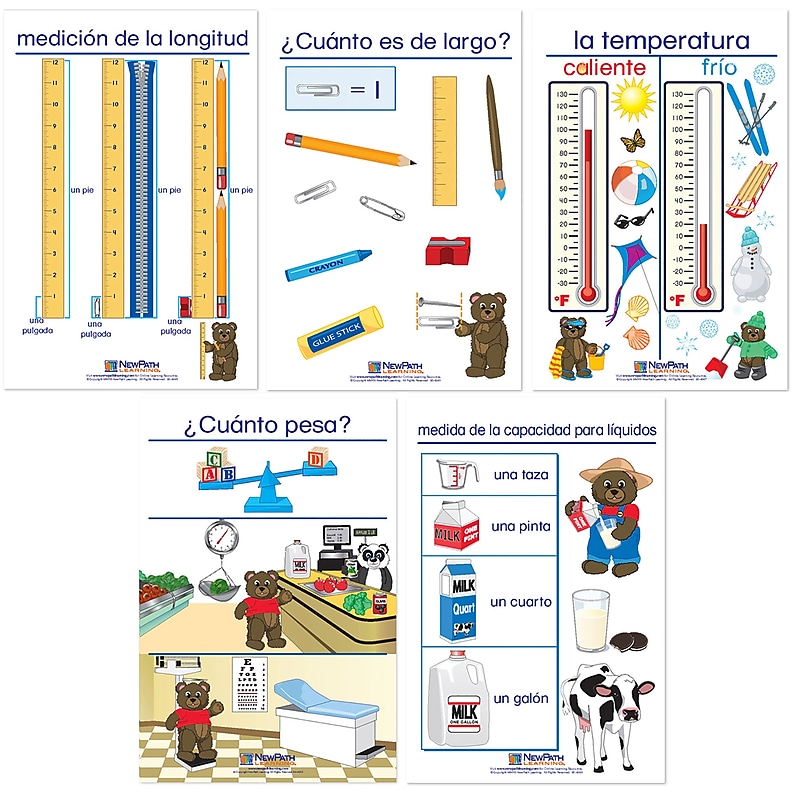 NewPath Learning Measurement Bulletin Board Charts, Spanish Edition, 5/Set (NP-930328) image 1