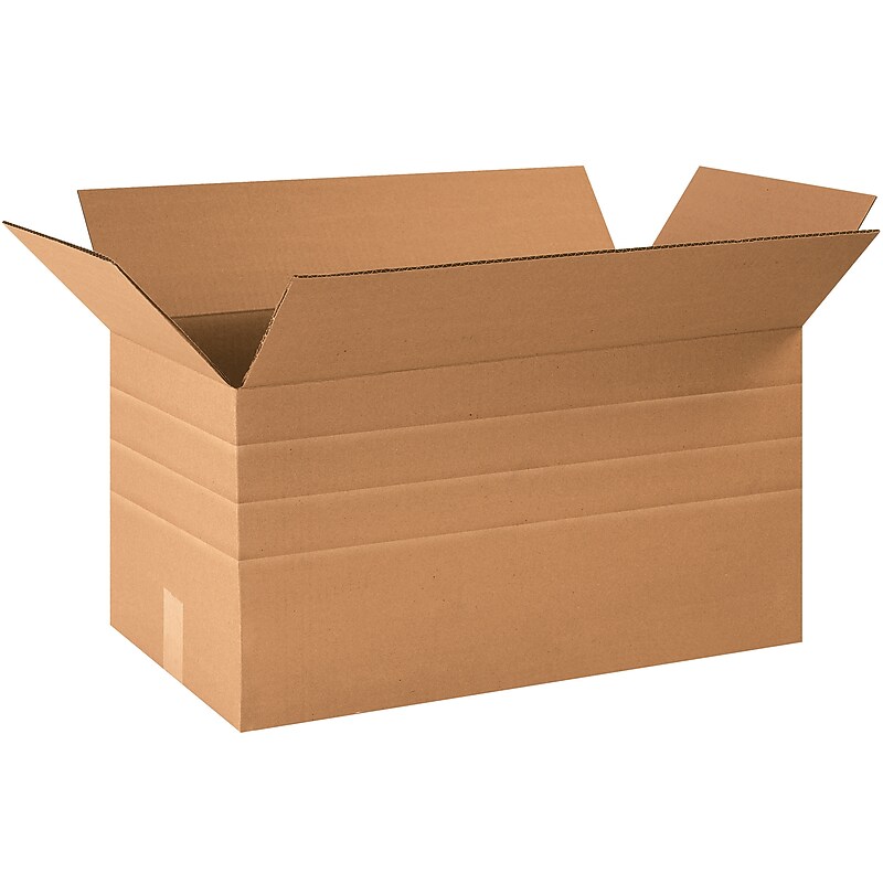12" x 24" x 12"'' Multi Depth Shipping Boxes, 32 ECT, Brown, 25/Bundle(MD241212) image 1