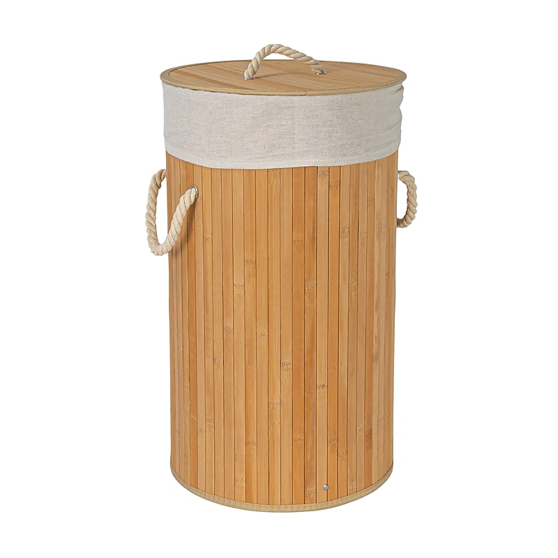 Household Essentials 15-Gallon 1-Section Hamper with Lid, Bamboo, Natural (HE1218) image 1