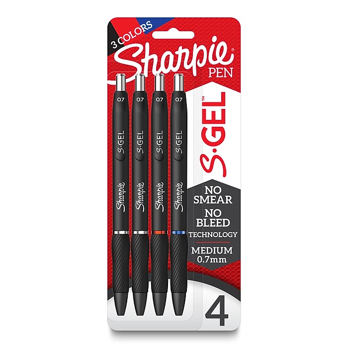 Sharpie S-Gel Retractable Gel Pen, Medium Point, Assorted Ink, 4