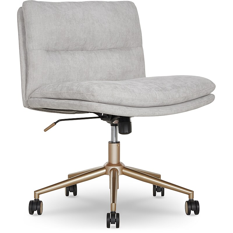 Elle Decor Ariana Armless Ergonomic Fabric Swivel Computer and Desk Chair, Light Gray (60121-LGRY) image 1