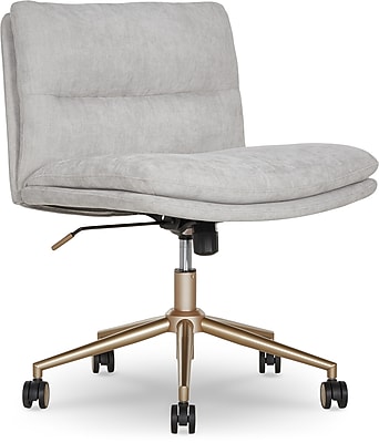 Elle Decor Ariana Criss Cross Armless Ergonomic Fabric Swivel Computer and Desk Chair, Light Gray (60121-LGRY) Simolary simolary.com