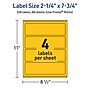Avery Laser/Inkjet Rectangle Multipurpose Labels, 2.25" x 7.75", Bright Yellow, 320/Box (94244)~#|#~F7F0DA05-6FB2-4001-9359DD42DBFDB037_sc7