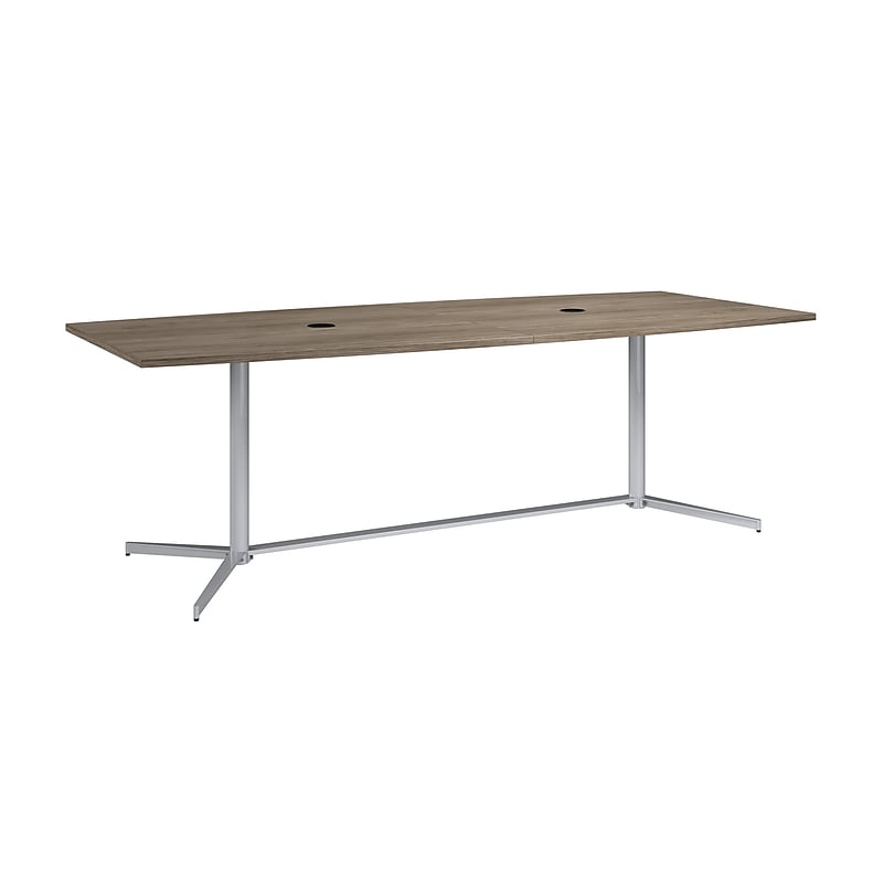 Bush Business Furniture 96W x 42D Boat Shaped Conference Table with Metal Base, Modern Hickory (99TBM96MHSVK) image 1
