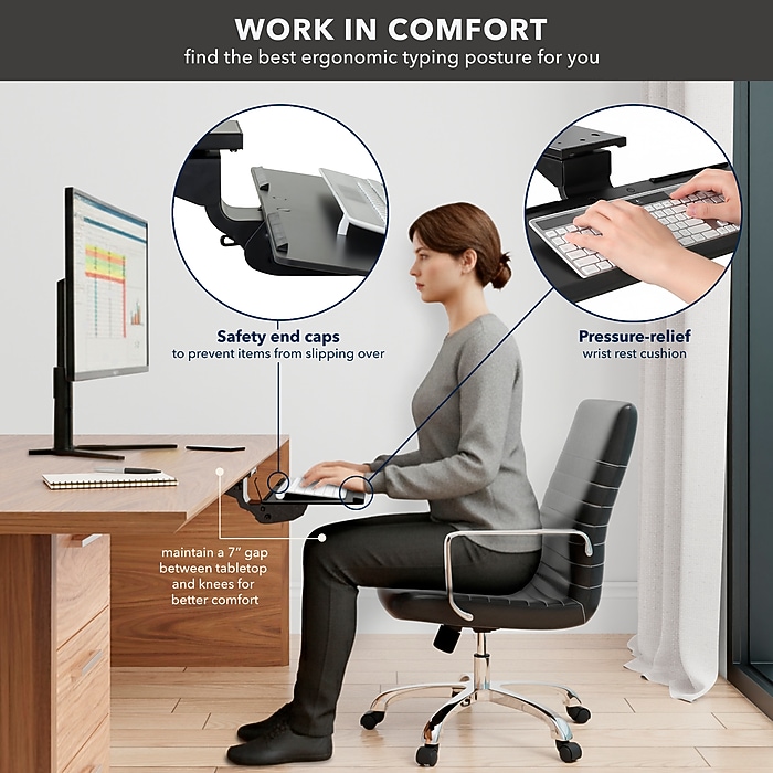 Mount-It! Adjustable Under Desk Keyboard Tray and Mouse Platform