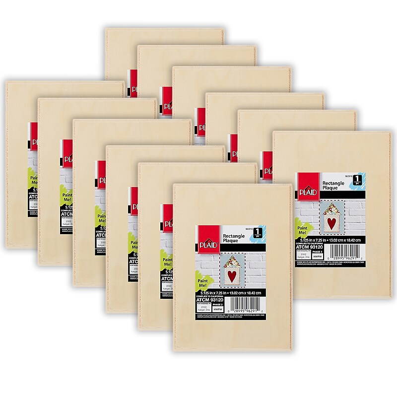 Plaid Rectangle Wood Plaque, 12/Bundle (PDE96291-12) image 1