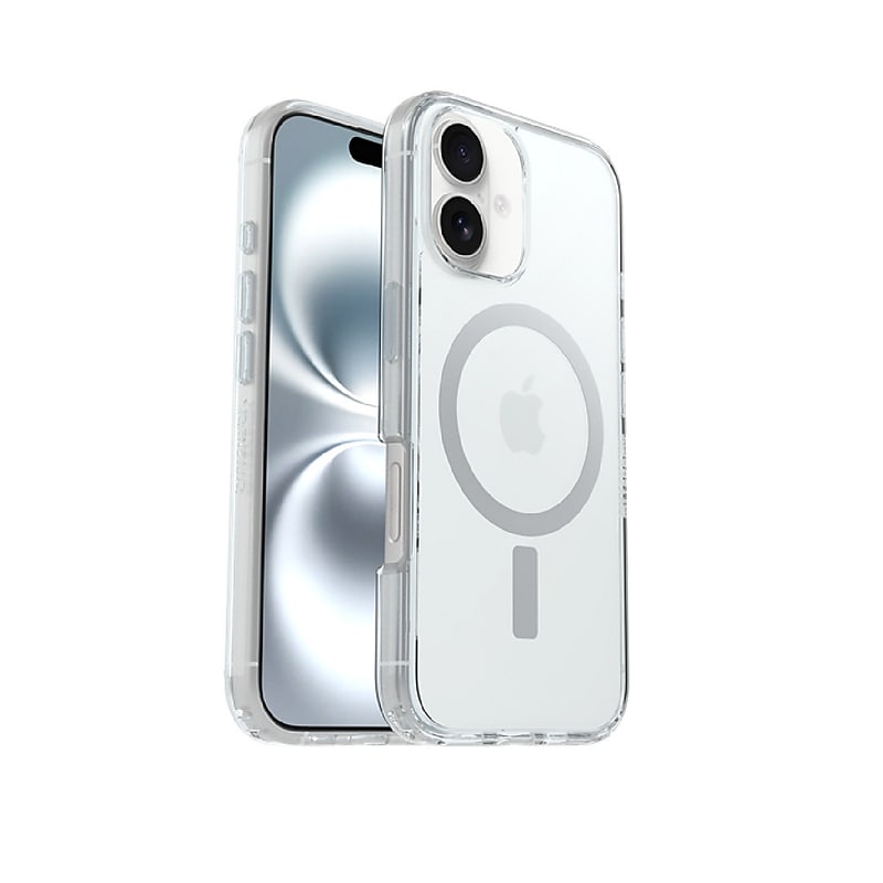 OtterBox Symmetry MagSafe Compatible Phone Case for Apple iPhone 16, Shock Absorbing, Clear (77-99683) image 1