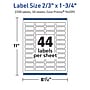 Avery TrueBlock Laser/Inkjet Rectangle Multipurpose Labels, 2/3" x 1-3/4", White, 2200/Box (94209)~#|#~F8075AD7-D851-4A28-B97CA662C283B136_sc7
