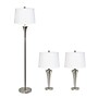 Lalia Home Perennial 62"/27.25" Brushed Nickel Three-Piece Floor/Table Lamp Set with Tapered Shades (LHS-1008-BN)~#|#~F809D5E3-5F94-446F-B56E965FC7D1E3B1_sc7
