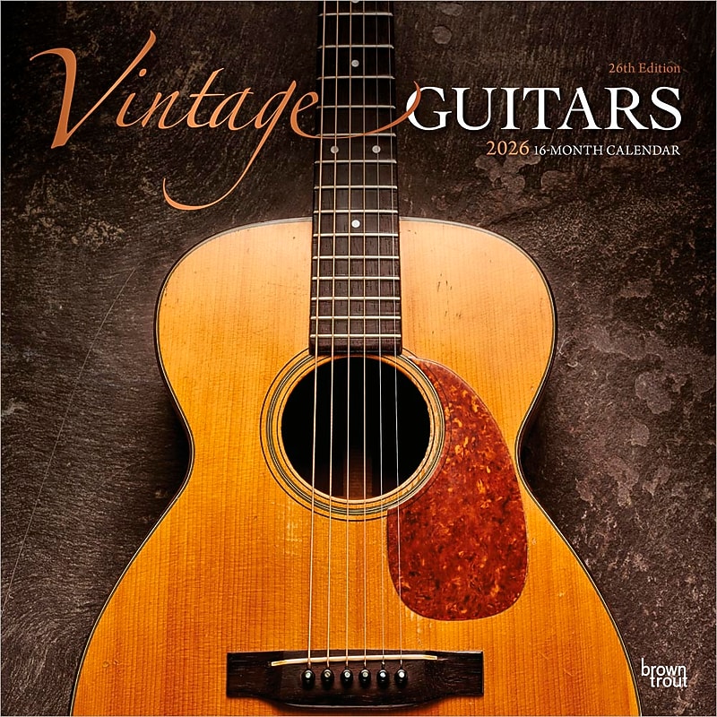 2026 BrownTrout Vintage Guitars 12" x 12"  Monthly, Paper Cover, Vintage Guitars (9798330706136) image 1