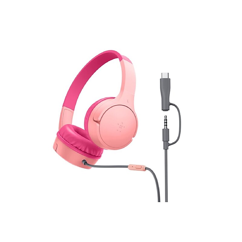 Belkin AUD010fqPK Wired Noise Canceling Over-Ear Headphones, Pink (AUD010FQPK) image 1