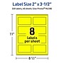 Avery Laser/Inkjet Rectangle Multipurpose Labels, 2" x 3.5", Neon Yellow, 320/Pack (94238)~#|#~F8224302-8AFC-4174-BE0CD61A8F1ECDBF_sc7