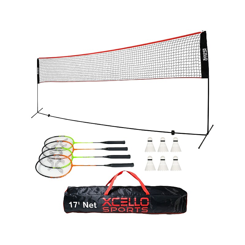 Xcello Sports Complete Portable Badminton Net Set, Assorted Colors (XS-B-FNS-R-1) image 1