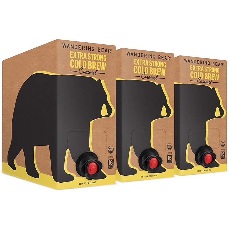 Wandering Bear Caramel Cold Brew Coffee, 96 oz., 3/Case (WBCA96oz3pak) image 1