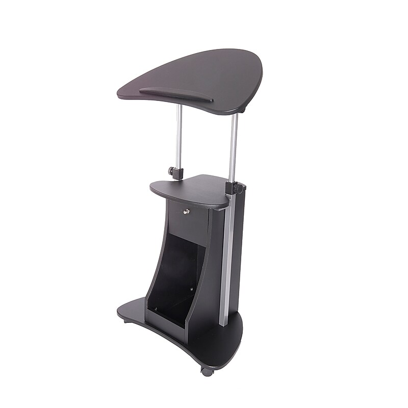 Techni Mobili 22"W Manual Adjustable Standing Laptop Cart, Black (RTA-B005-BK46) image 1