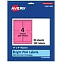 Avery Laser/Inkjet Square Multipurpose Labels, 4" x 4", Bright Pink, 320/Box (94100)~#|#~F832F06C-EB62-4657-A28D8D403FAAF5BF_sc7